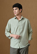 Men's Light Green Cotton Blend Regular Fit Shirt