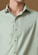 Men's Light Green Cotton Blend Regular Fit Shirt