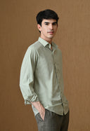 Men's Light Green Cotton Blend Regular Fit Shirt