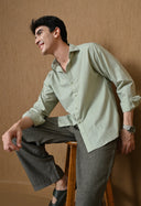 Men's Light Green Cotton Blend Regular Fit Shirt