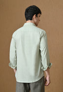 Men's Light Green Cotton Blend Regular Fit Shirt