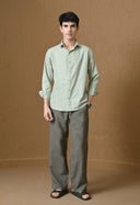 Men's Light Green Cotton Blend Regular Fit Shirt