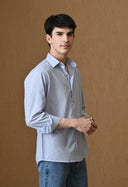 Men's Blue Cotton Blend Regular Fit Shirt