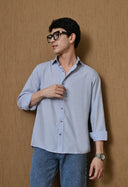Men's Blue Cotton Blend Regular Fit Shirt