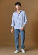 Men's Blue Cotton Blend Regular Fit Shirt
