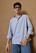 Men's Blue Cotton Blend Regular Fit Shirt