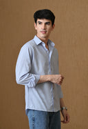 Men's Blue Cotton Blend Regular Fit Shirt