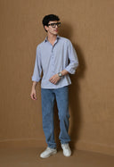 Men's Blue Cotton Blend Regular Fit Shirt